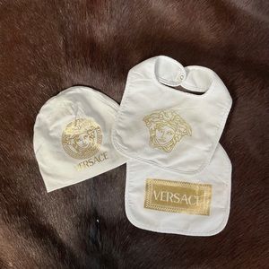 Versace baby bib and hat combo